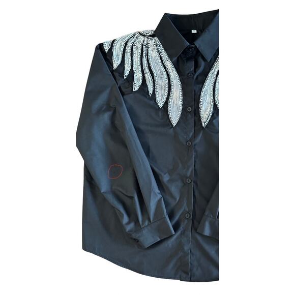 SHEIN BAE Long Sleeve Shirt With Sequin Detail, Size 4 - Picture 4 of 8